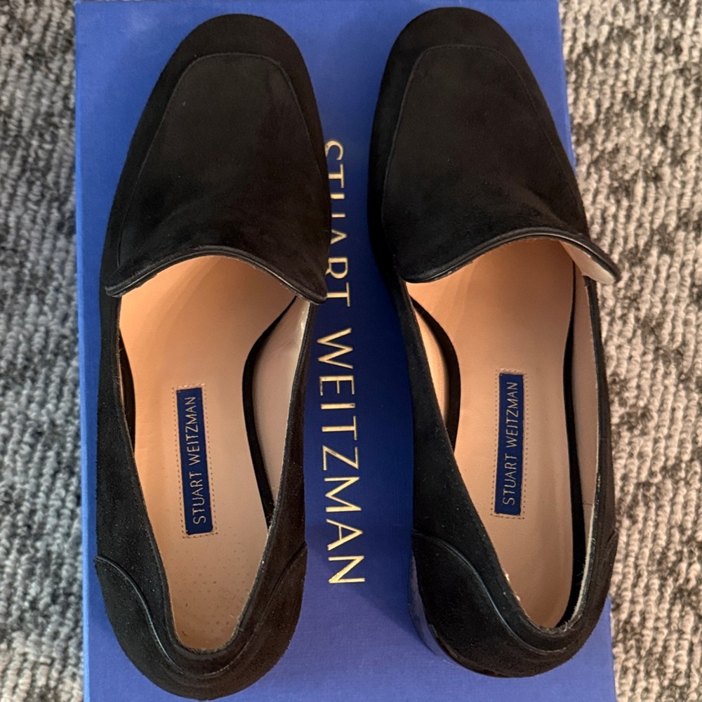 Stuart Weitzman Classic Black Suede Loafers - Picture 6 of 7